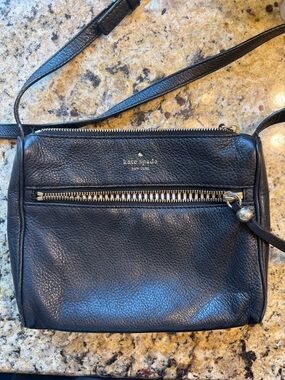 kate spade black pebbled leather crossbody with gold hardware